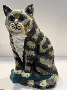 Ancien CHAT sur pied dos creux marques multicolores - butée de porte en fonte - Photo 1 sur 5