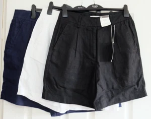 M&S Pure Linen HIGH RISE Shorts with Pockets_ Various - Picture 1 of 15