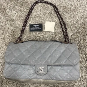 Chanel Gray Iridescent Glitter Quilted Rectangular Classic Flap Bag In the Mix - Picture 1 of 16