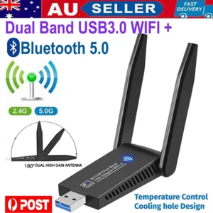 1300Mbps USB 3.0 Wireless WiFi Receiver Bluetooth Adapter 5GHz Dual Band Dongle - Picture 1 of 15