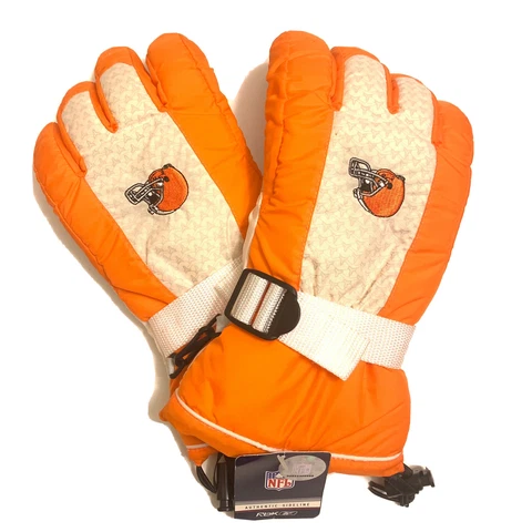 NWT Reebok NFL Authentic Sideline Winter Ski Grip Gloves Cleveland Browns Sz L Cover