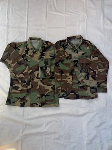2x US Military HW Woodland BDU Shirts, M-R, M-S - Picture 1 of 11