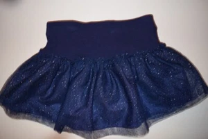 EUC JUSTIC GIRLS NAVY SILVER SPARKLE TULLE SKIRT SIZE 8 - Picture 1 of 3