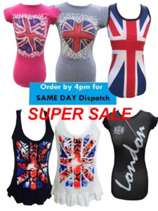 Ladies Union Jack T shirt Great Britain England United Kingdom London - Picture 1 of 18