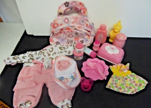 Baby Doll Lot Clothes Bottles Food Diaper Accessory Bag LOT - Picture 1 of 3