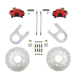 LEED Brakes Rear Disc Brake Kit with Drilled Rotors and Red Powder Coated Cali - Bild 1 von 7