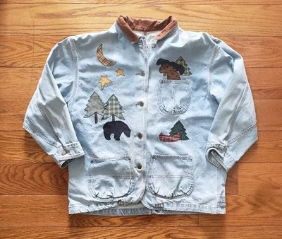 Chaqueta de mezclilla vintage Sun Belt para tareas para mujer XL Moose Bear Barn Cabincore LEER Foto 1 de 4