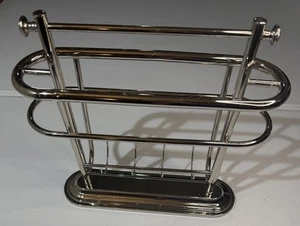 Pottery Barn Mercer Floor Magazine Rack – Polished Nickel Finish – Modern Design - Picture 1 of 13
