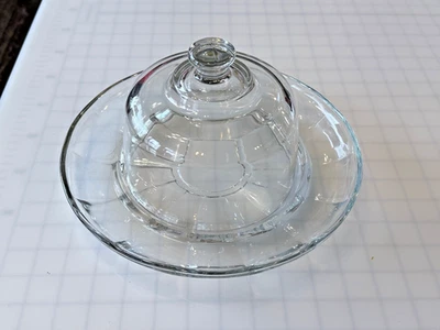 Стеклянный поднос купольная крышка сыр трещотка десерт блюдо закуски прозрачный кристалл 11 дюймов - Изображение 1 из 3