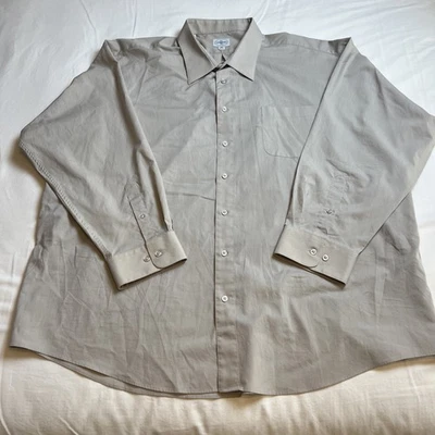 Linea Uomo Beige Button-Down Dress Shirt 20 36/37 Barrel Cuffs Long Sleeve READ - Image 1 of 4