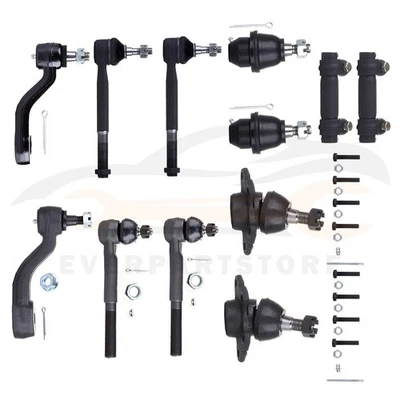 12 Pcs Front Tie Rod End Ball Joint Suspension Kit For 1995-2000 Chevrolet K2500 - Image 1 of 4