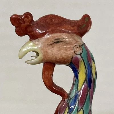 "Estatua de pájaro fénix de porcelana Fenghuang china pintada a mano de colección 6,25""" Foto 1 de 4