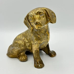 Vintage Medium Size Brass Labrador/Retriever Sitting Dog Figurine Ornament (6'') - Picture 1 of 9