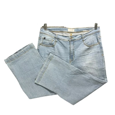 Pantalones de mezclilla para mujer Curve Appeal tiro alto elásticos pierna recta talla 14/32 lavado claro Foto 1 de 4