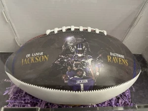 LAMAR JACKSON # 8 Full Size Football BALTIMORE RAVENS FOTOBALL in display case - Picture 1 of 11