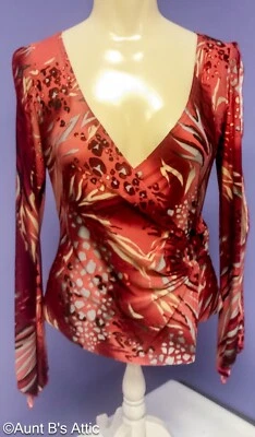 Sexy Damas Vintage Años 90 "Truelight" Estilo Envolvente Burg/Gris Cuello en V Top Mediano Foto 1 de 4