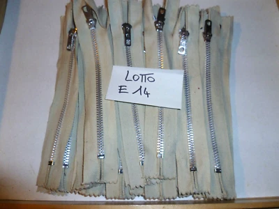 30 PZ CERNIERE ECRU ARGENTO 14 CM LAMPO ZIP CATENA 5 x JEANS  FONDO MAGAZZINO - Immagine 1 di 2