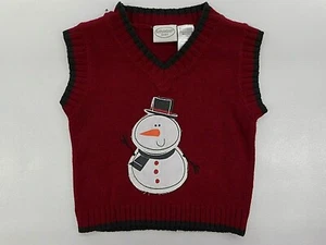 Infant Boys K.I. Baby Burgundy Lt. Weight Holiday Sweater Vest Sz 12Mth. -24Mth. - Picture 1 of 2