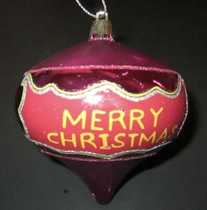 Adorno rosa Feliz Navidad brillante plástico vintage - Imagen 1 de 4