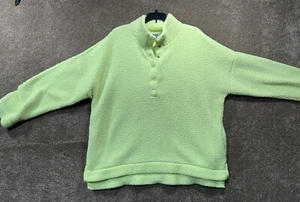 Aerie Sherpa Fleece Pullover Womens Large Sweatshirt - Snap Neck - Yellow - Picture 1 of 9