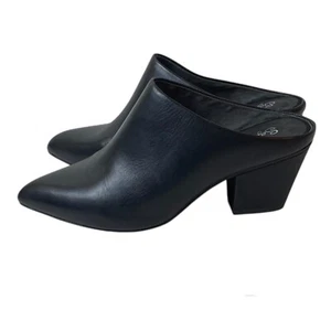 Seychelles Leather Pointed Toe Slip-On Mule Block Heel Black Womens 8.5 - Picture 1 of 7