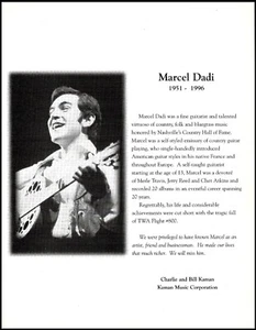 Marcel Dadi 1951-1996 death notice Charlie & Bill Kaman Tribute article / photo - Picture 1 of 3