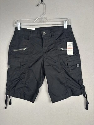 Style & Co Black Shorts Women’s 2P Petite Side Ruched Tie Zipper Pocket 4014 - Image 1 of 4