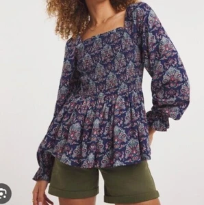JOE BROWNS LADIES PURPLE / NAVY BOHO BARDOT TOP NEW (ref 117) SALE - Picture 1 of 3