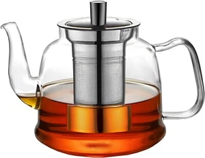 Glass Teapot 1400ml 47oz - Borosilicate Glass Tea Kettle with Removable Stain - Picture 1 of 1