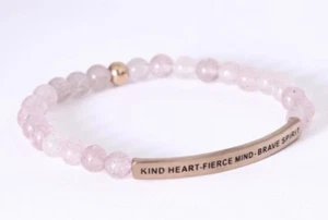 Inspire Me Bracelets Pink Quartz “kind Heart-Fierce Mind-Brave Spirit- Small - Picture 1 of 4