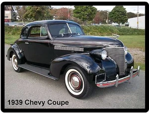 1939 Chevy Coupe Coupe Auto Refrigerator / Tool Box Magnet Gift Card Insert - Picture 1 of 1