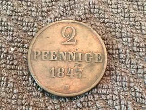 Deutsche Staaten - 2 Pfennige 1847 B, Münze, - Bild 1 von 2