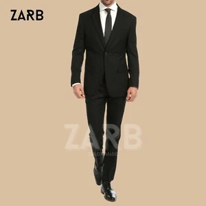 Men's Tailor-Made Black Suit - Slim Fit Wedding & Business - Custom Luxury Suit - Imagen 1 de 8
