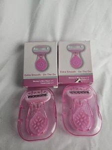 4- Pack-Mini Travel Razor W Case Extra Smooth 5-Blade Shaving Razors Pink - Picture 1 of 2