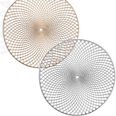 38 cm Tischset Platzdeckchen Platzset rund abwaschbar GOLD / SILBER Kunststoff - Bild 1 von 4