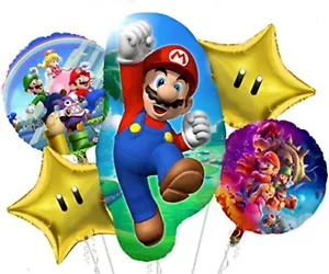 Mario Bros Set of 5 Balloons Mario Luigi Birthday Party Balloon SuperMario Kids - Picture 1 of 5