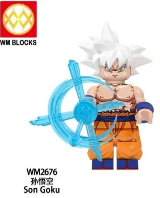2 inch Custom DragonBall Z Ultra Instinct Goku Minifigure with Base, New/Mint - Image 1 of 2