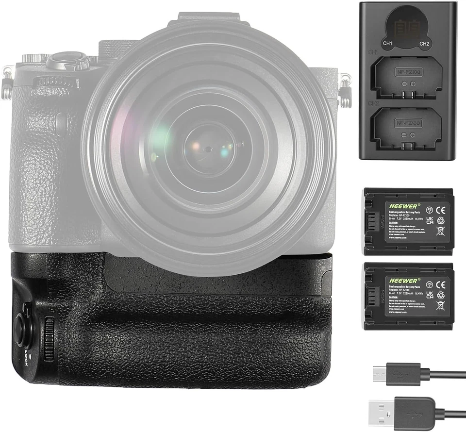 NEEWER Vertical Battery Grip Replacement for VG-C4EM with Two NP-FZ100 Batteries - Image 1 of 4