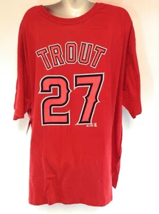 Womens Plus Size 4XL MLB Majestic LA Angels Mike Trout #27 Baseball Tee T-Shirt - Picture 1 of 3