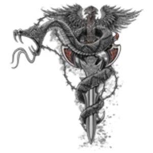 Erwachsene DryBlend® T-Shirt - ( DRACHENRASSEL SCHLANGENSCHWERT - BIKER / CHOPPER / SNAKE ) - Bild 1 von 41