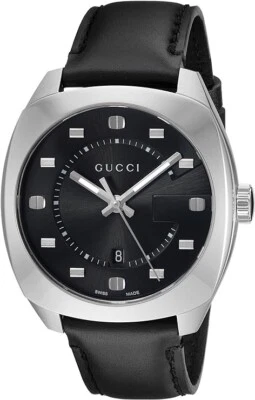 Gucci GG2570 Men's Leather Strap Stainless Steel Watch - YA142307 ($870 MSRP) - image 1 of 4