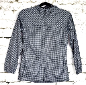 Lands End Kids Girls Gingham Plaid Black White Raincoat Jacket M (10-12) - Picture 1 of 6