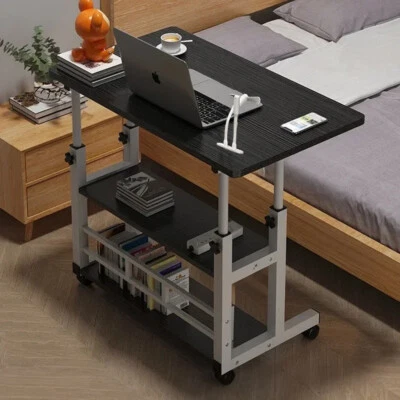 Mobile Over Bed Chair Table Hospital Overbed Height Adjustable Laptop Tray Stand - Image 1 of 4