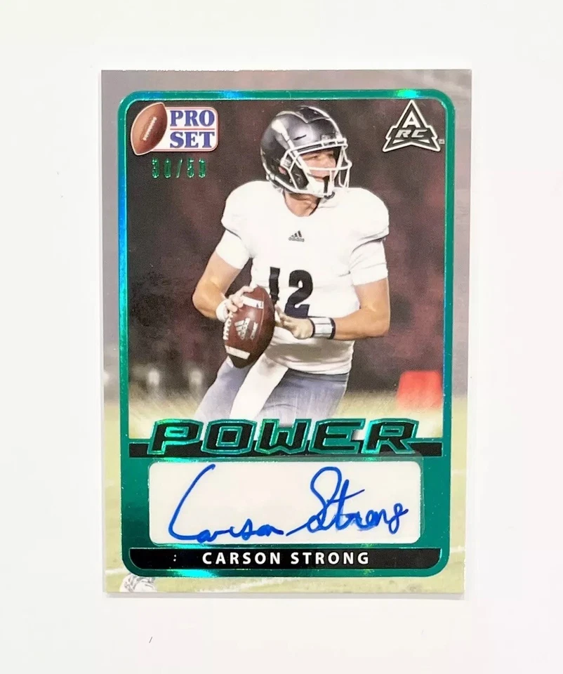 2021 Leaf Pro Set Power CARSON STRONG Rookie Auto Autograph Green /50 Eagles RC - Image 1 of 1