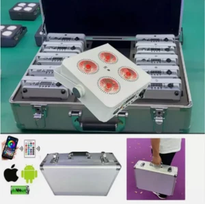 10pc+case/LED Par Light Battery Uplight Wireless Par Event Party Lighting 4x12w - Picture 1 of 9