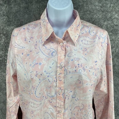 Camisa Chaps Mujer Mediana Rosa Floral Sin Hierro Ajuste A Medida ETIQUETAS DE CARRERA $64.50 Foto 1 de 4