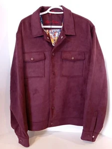 Neu mit Etikett Robert Graham Herren XL vegane Wildleder Trucker Jacke Mahagoni RGF23R77 UVP $ 298 - Bild 1 von 7