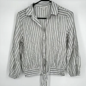 Beach Lunch Lounge sage green Stripe Blouse Size XS Tie Front - Bild 1 von 7