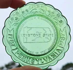 Millville Art Glass MAG Pennsylvania Keystone State 1787-1987 Glass Cup Plate #2 - Picture 1 of 4