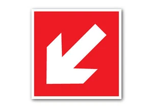Fire Exit Arrow, LEFT DOWN RED Sign/Stickers health and safety, warning, fire - Picture 1 of 4